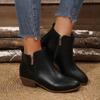 Fashion Women's Fashion Block Heel Booties Fall New Round Toe Side Zipper Soft Slip Single Boots