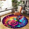 1pc HummingbirdRose Round Chair mat Area Rug - Non-Slip, Floor Mat for Office, Bedroom, Ideal home decor Christmas Gift p0811478