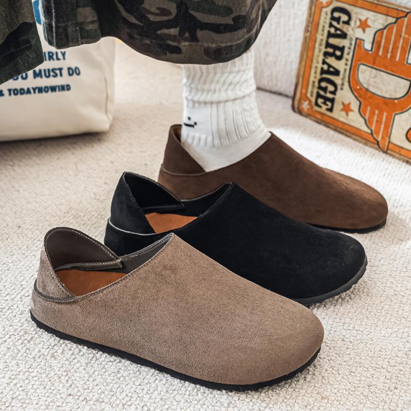 Men's Suede Mule Slippers Two-Way Slip-On Casual Shoes Lightweight Comfortable Loafers for Daily Wear