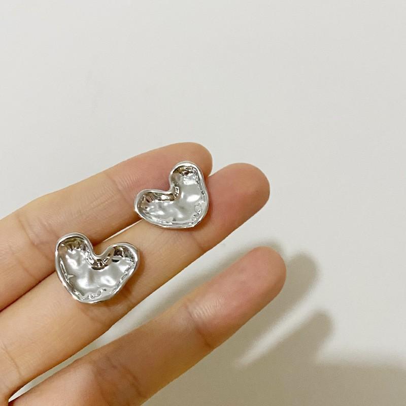 S925 drop glaze love stud earrings French high-end exquisite and versatile