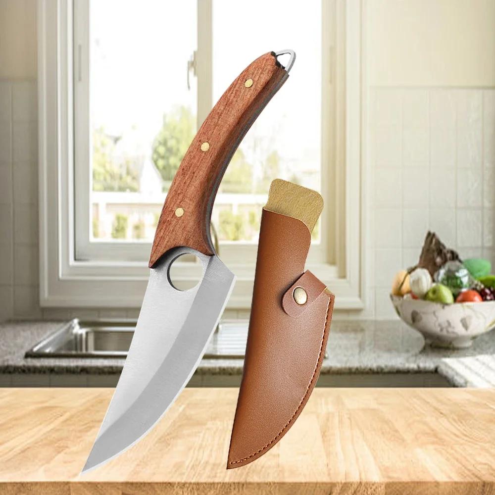 

Набор кухонных ножей, кованые ножи для обвалки, деревянная ручка, нержавеющая сталь, нож для разделки мяса, идеально подходит для барбекю и домашней готовки