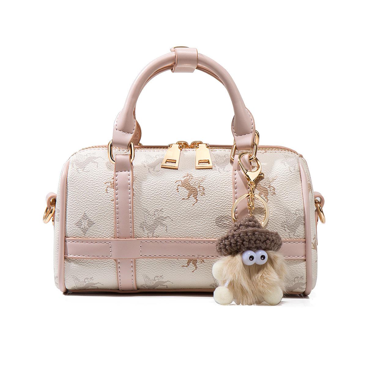 

New Women s Handheld Shoulder Bag Fashion Printed Boston Barrel Crossbody Bag Pillow Bag Women