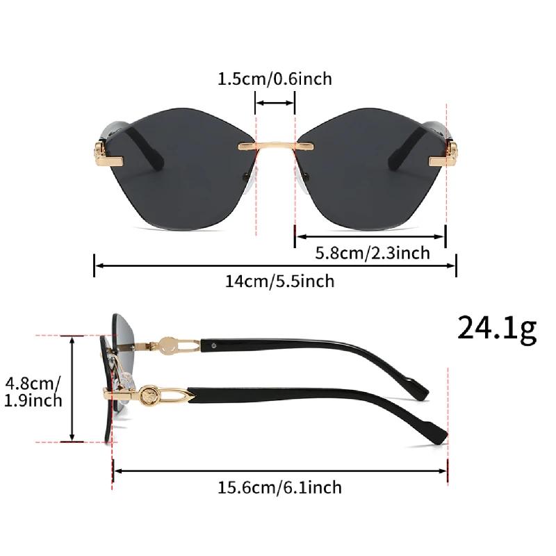 Rimless Polygon Sunglasses Women  New Chic Vintage Gradient Multi-color Casual Shades Trendy Brand Design Sun Glasses