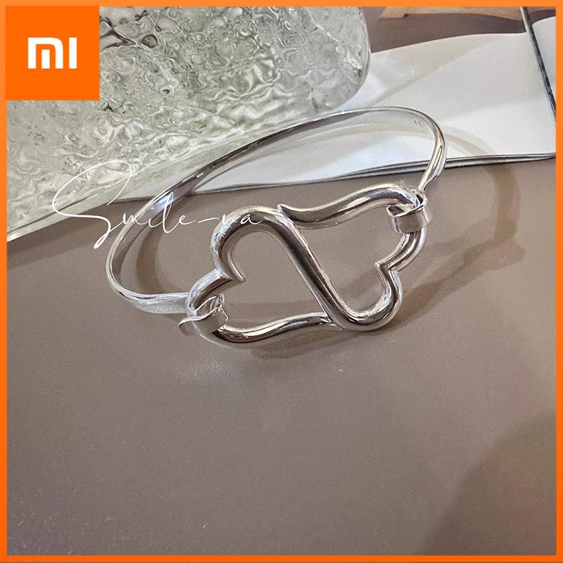 Xiaomi 100% Solid 925 Sterling Silver Bracelet for Women Men Vintage Handmade Shinning Heart Bracelet Birthday ChristmasGift