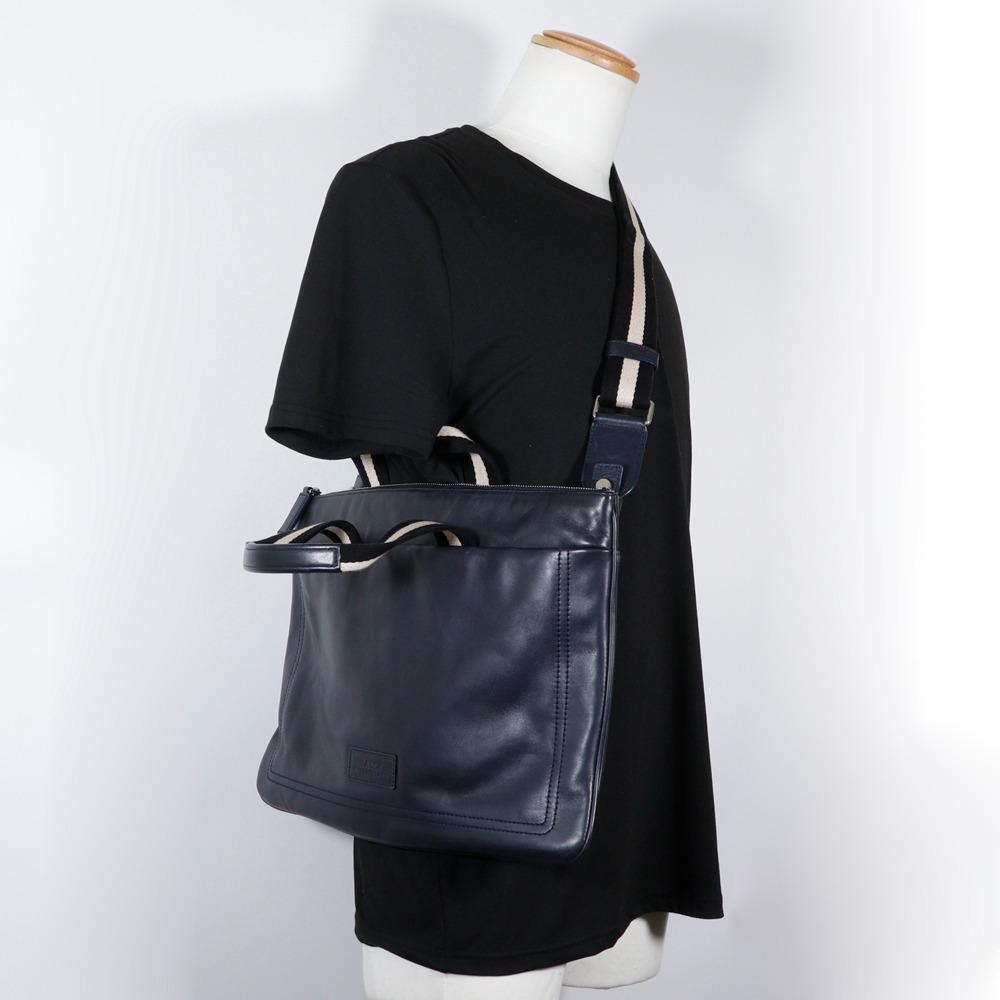 Bally TIGAN Business Bag 2WAYShoulder Black Calfskin Mens Used