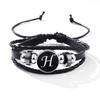 Fashion 26 Letters PU Leather Bracelets Multilayer A-Z Name Initials Bracelet For Men Wrist Accessories Jewelry Birthday Gifts