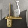 Toilet toilet brush set with no punching, bathroom wall mounted space aluminum brushed gold toilet brush holder cleaning brush