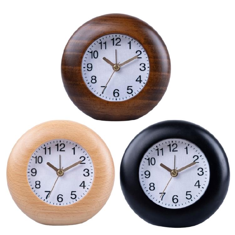 Small Clock Wood Alarm Clock with Arabic Numerals, Quiet and Elegant
