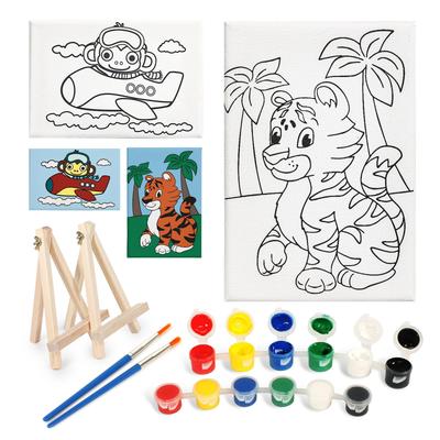 HANSILK Malleinwand-Set, Synthetik-Baumwoll-Farbset, Heller Holzrahmen, Dicke Platte, Lernspielzeug für Kinder, Beliebtes Geburtstagsgeschenk