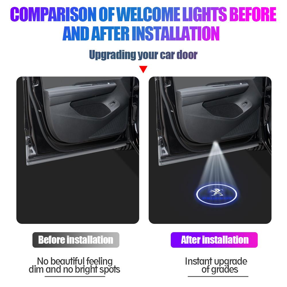 2026 Hot Car Sticker 2Pcs/set Car Door Welcome Light LED Laser Projector Lamp For Peugeot 407 CRZ 508 2010 2011 Car Stying Acces