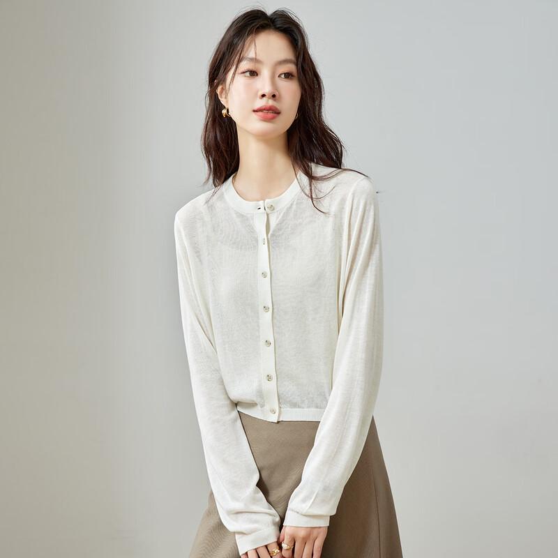 CARBAMMI Women's Round Neck Thin Knit Cardigan