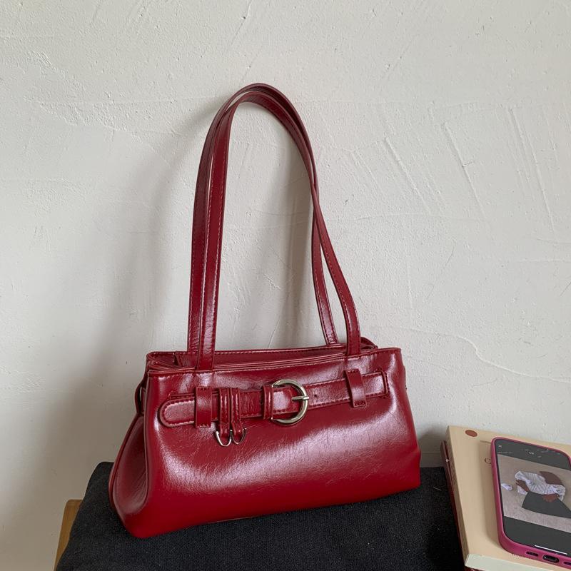 

Текстурированная сумка женская модная повседневная новая универсальная сумка-мессенджер для поездок на работу, ретро сумка-подмышка из масляной вощеной кожи красный