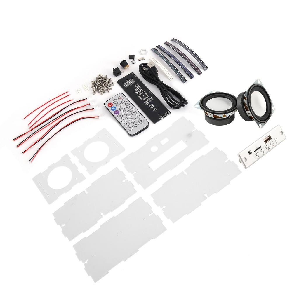 DIY Bluetooth Speaker Box Kit Small Electronic Sound Amplifier Transparent Case Set(12 Channels Spectrum Bluetooth