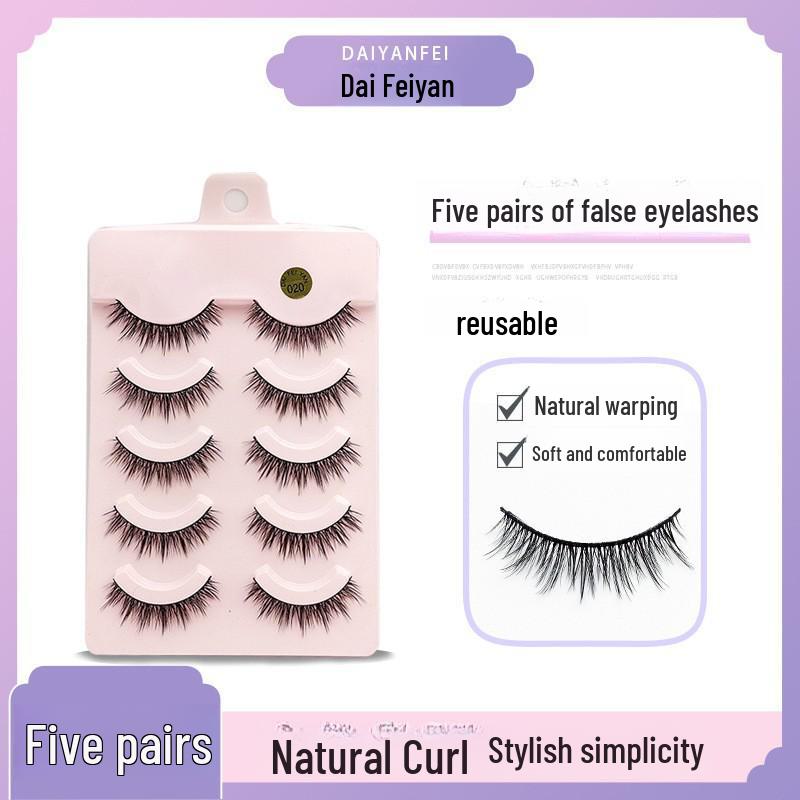 Cartoon Barbie Beginner False Eyelashes - Natural Thick 5 Pairs