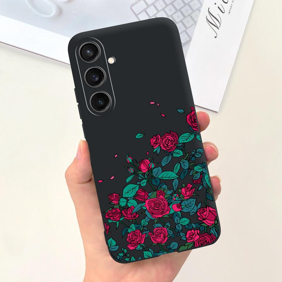 For Funda Cover Samsung A35 5G Case SM-A356E Couple Love Heart Flower Cat Painting Back Shell For Samsung Galaxy A35 5G Etui