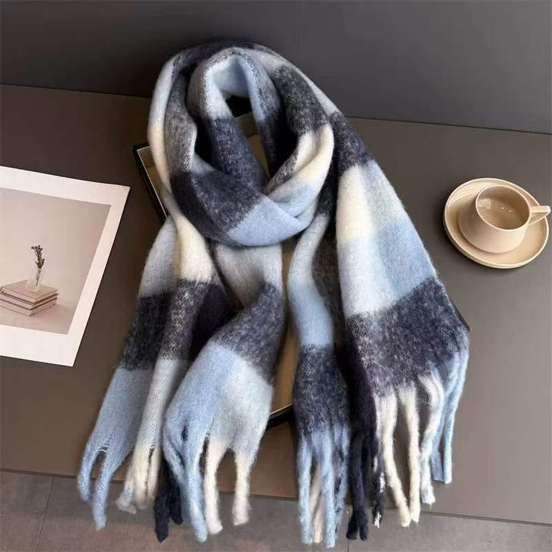 New mohair scarf autumn and winter Korean high-end versatile Maillard imitation cashmere warm