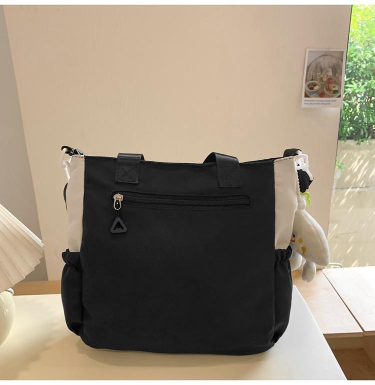 Women's Shoulder Large Capacity Handbag Color Block Tote Bag Student Book Bag for Class Crossbody Bag