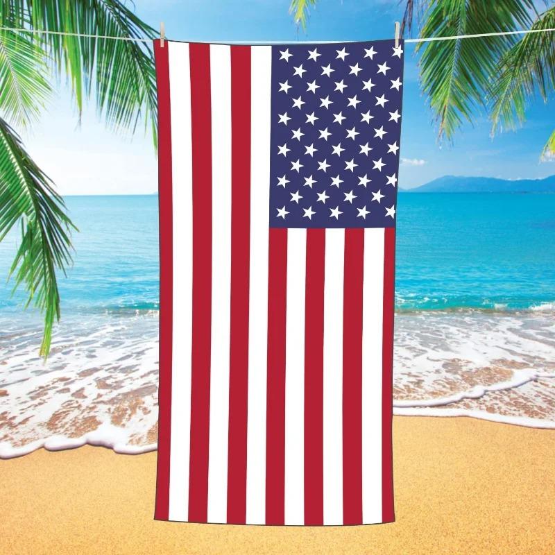 Beach Towel Quick Dry Sand Free Large USA Flag Bath Towel For Adults Swimming Pool Travel Mat Summer Vacation Blanket