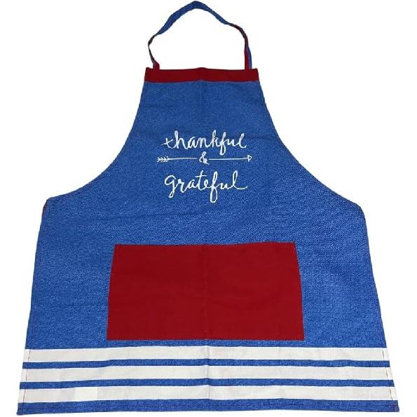 Mexican Themed Apron - 100% Cotton, Liquid Repellent, Durable, with Pocket - Ideal for Kitchen, Painting, Cleaning, Crafts Red & Blue