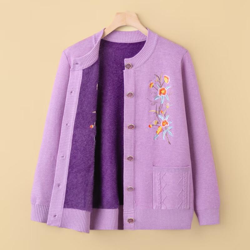 Women's Elderly Warm Knitted Cardigan Sweater