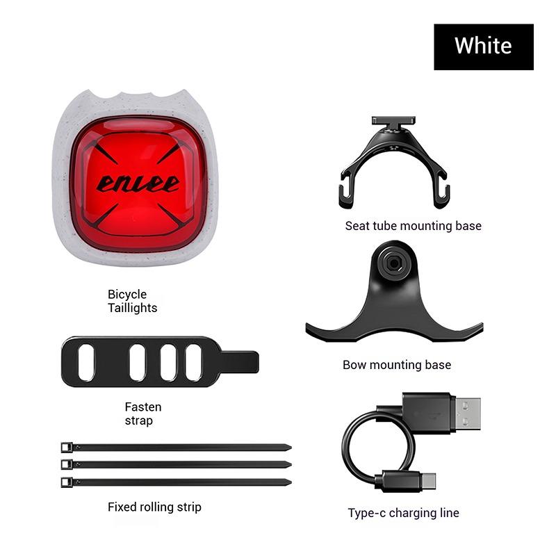 ENLEE Intelligent Sensing Bike Brake Taillight ABS+PC+TPU Brake Bike Lights IP66 Fashion Wear-resistant Warning Light Bike Parts белый