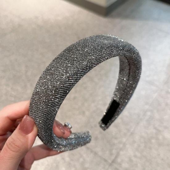 Damen Stirnband Funkelnde Strasssteine Schwamm Verdickte Füllung Rutschfestes Design Haarreif Flexible Passform Haaraccessoire