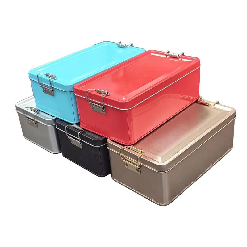 Old-Fashioned Rectangular Tinplate Box With Lid High Quality Metal Storage Box Cake Packaging Box Durable With Buckle Candy Box