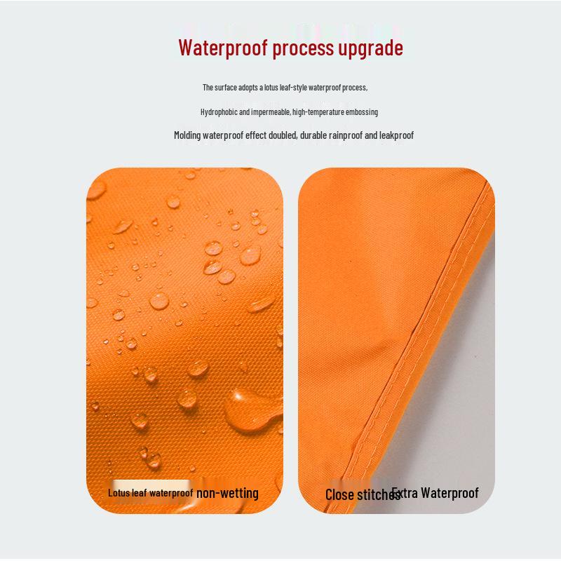 Men's Orange Raincoat & Pants Set with Reflective Strips for Construction and Cleaning