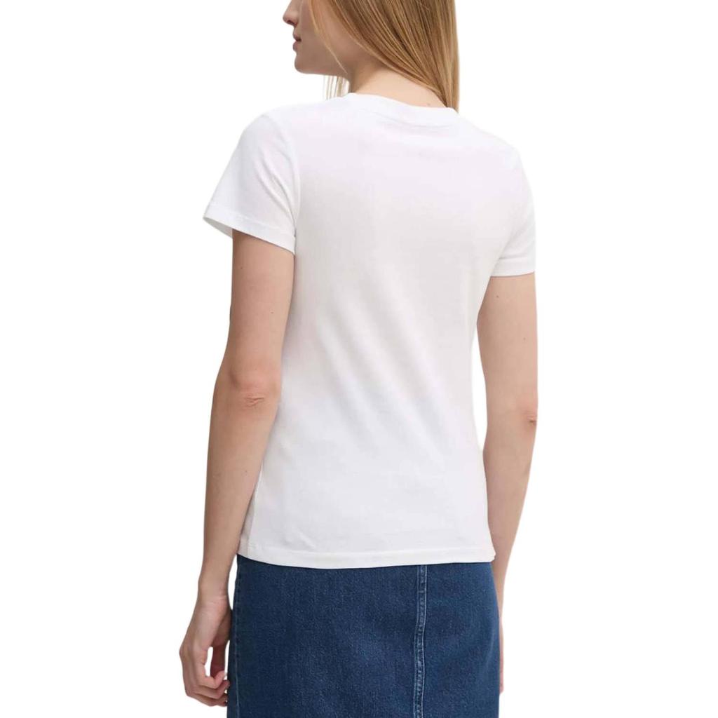 Calvin Klein Letter Print Slim Fit Round Neck Short Sleeve T-Shirt Women Tops White J20J224982-YAF