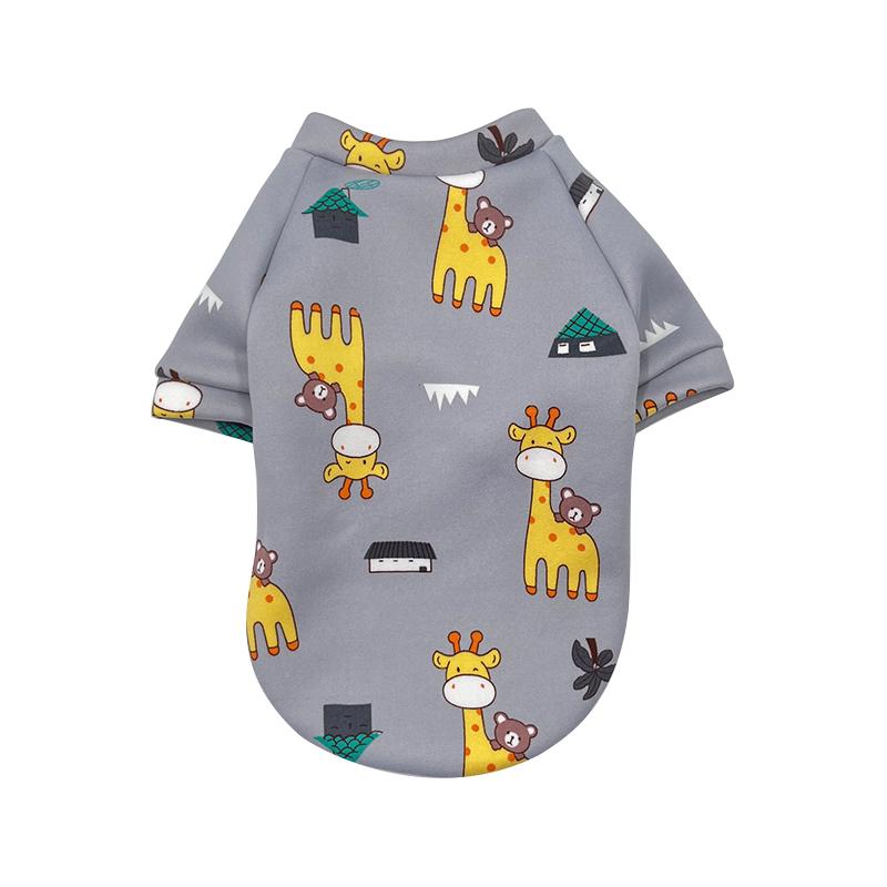 Fashion Warm Soft Cotton Dog Sports Pet Clothing Winter Outdoor Apparel with Cartoon Print Cute and Stylish