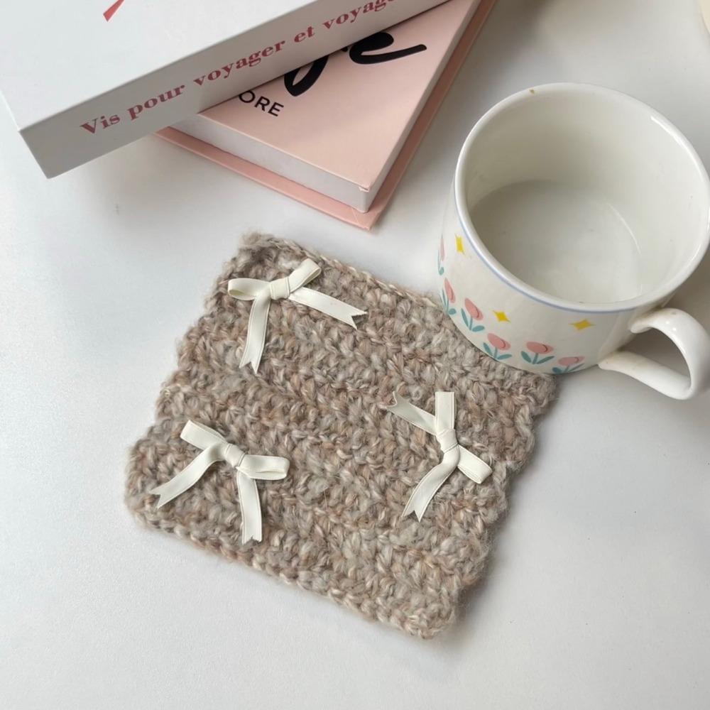 2Pcs Korean Knitted Coaster Blended Wool Table Place Mat Placemat Insulation Pads  Living Room