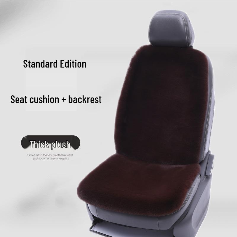 Winter Rabbit Fur Wool Heated Car Seat Cushion - Non-slip, Warm, for Single Seat with Small Waist Support