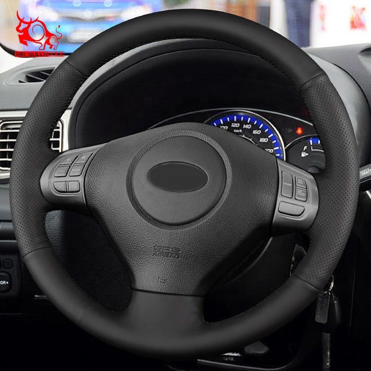 Car Steering Wheel Cover Amazons Customized Best Sellers Genuine Leather Color 1 Pcs for Subaru Forester 3-spoke Wheel MR.BULLS