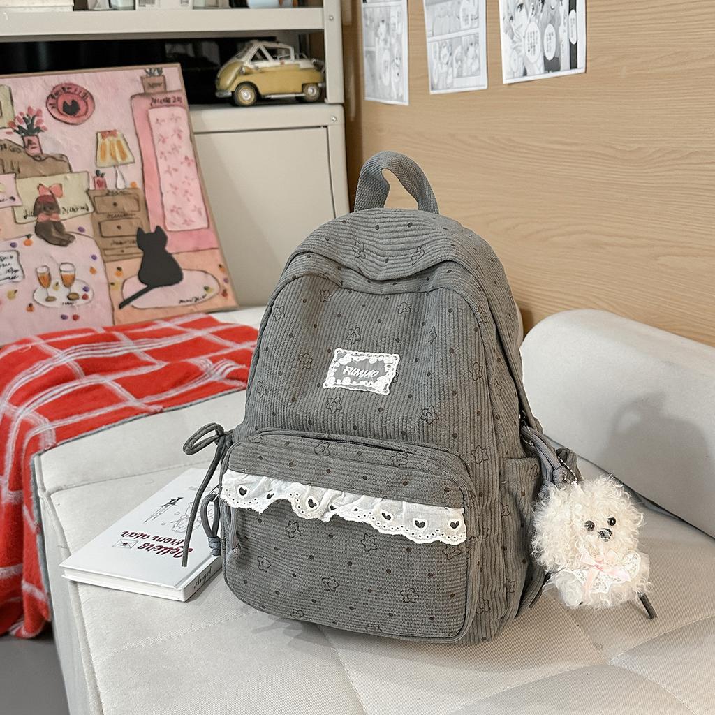 Schoolbag New Backpack Female Korean Version Ins Literary Small Fresh Wind Junior High School Student Backpack Large Capacity Casual Backpack