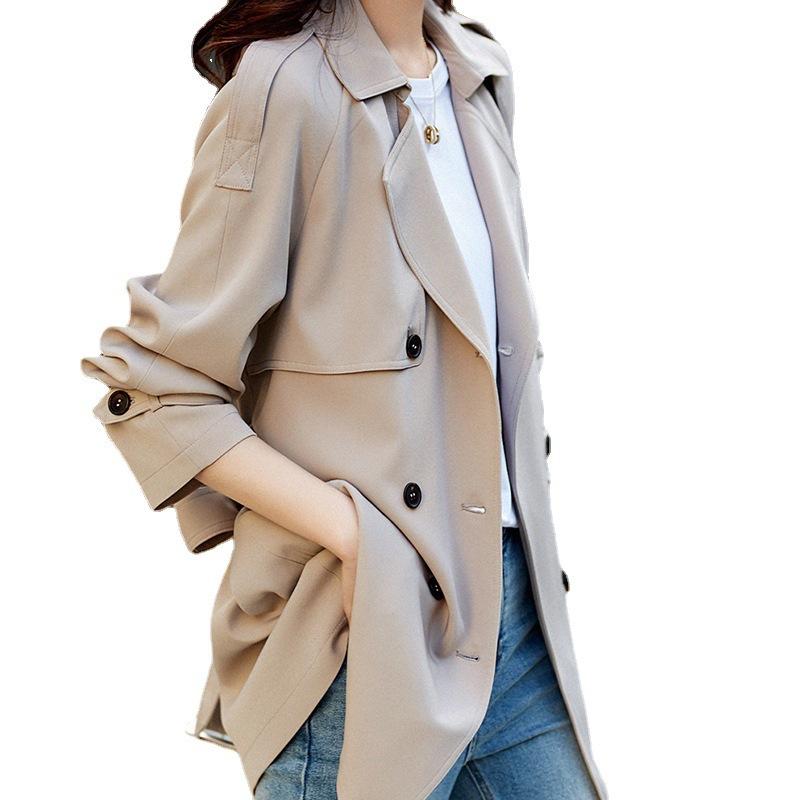 Gray high-quality trench coat women's new spring short small spring thin coat trendy women's clothing