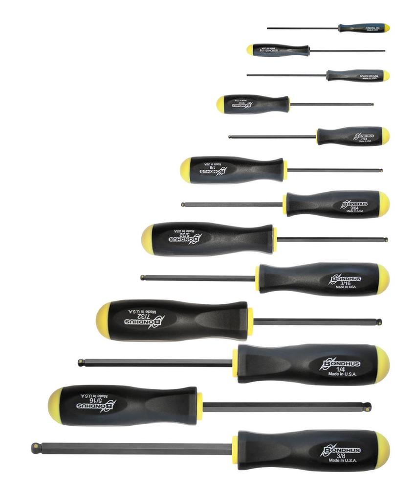 Hexagonal Driver Pro with screw gripping black set PBSX13 74637 [BONDHUS] Hold® (driver function) set, finish, 13-piece (0.050, 1/16, 5/64, 3/32,