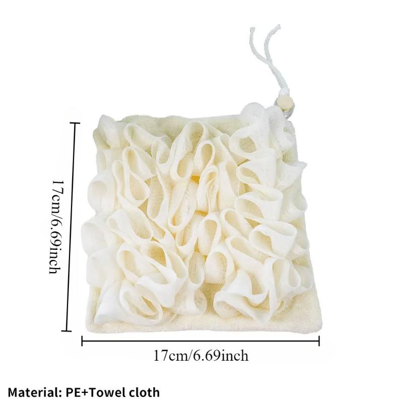 Two-in-one Bath Towel Can Put Soap Bath Ball Portable Double-sided Bath Flowers Skin Care Exfoliation Body Scrub Containers