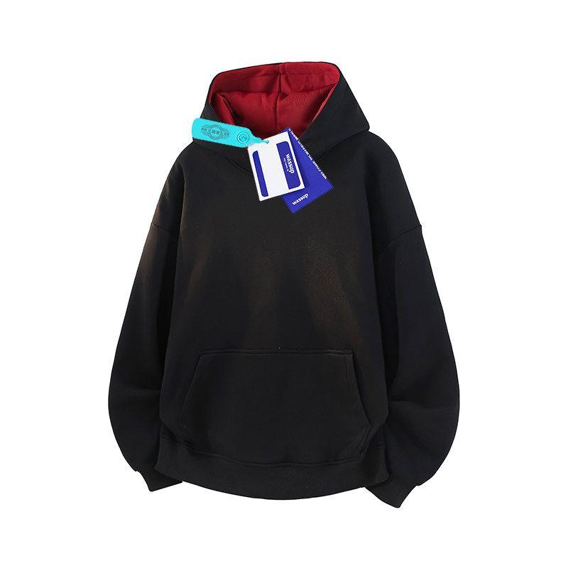 Wassup American Style High-Weight Simple Versatile Solid Color Sweatshirt for Men and Women, Loose Casual Hoodie Top for Autumn and Winter