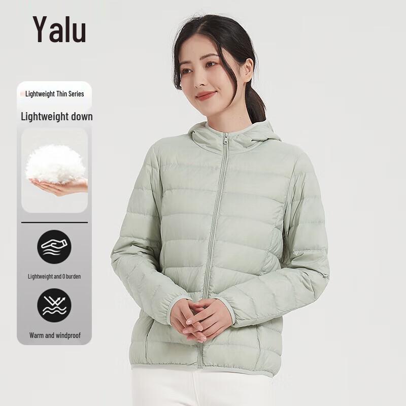 Yalu Women's Lightweight Packable Hooded 90% White Duck Down Jacket