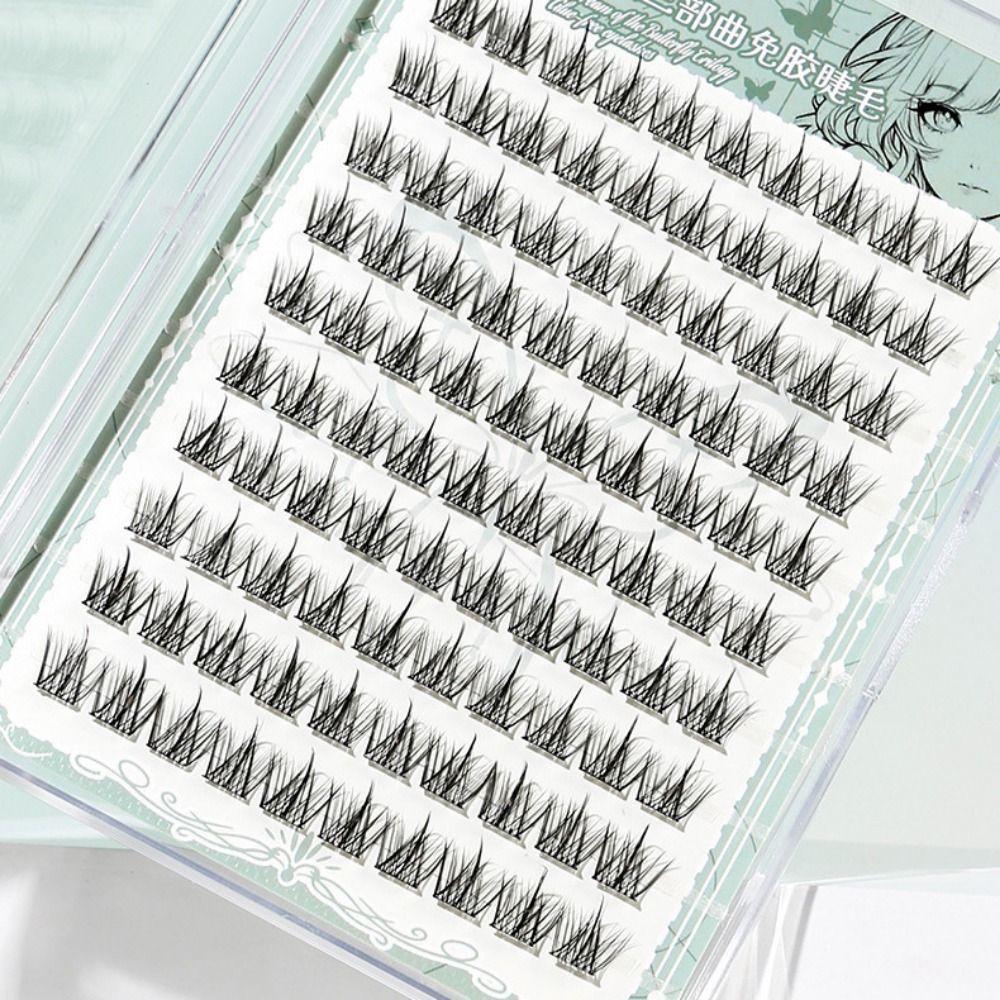 100Clusters Self-adhesive False Eyelashes 5D Segmented Eyelashes Bundles Eyelashes Extension  Women