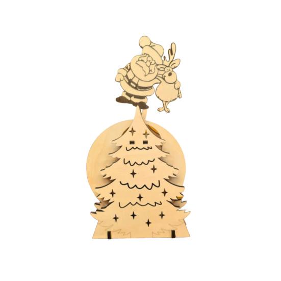 Wooden Rocking Santa Decoration Handcrafted Christmas Figurine for Windowsill Tabletop Festive Home And Shop Decor