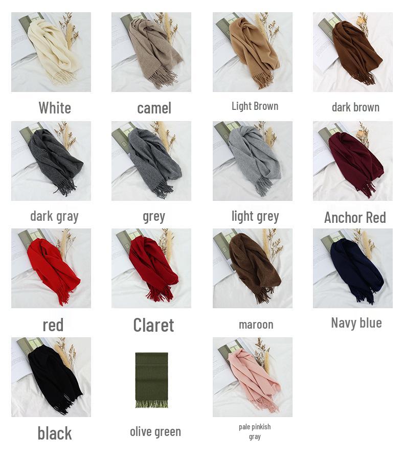 Korean Style 100% Wool Scarf: Women's Autumn/Winter Neck Warmer & Men's Shawl