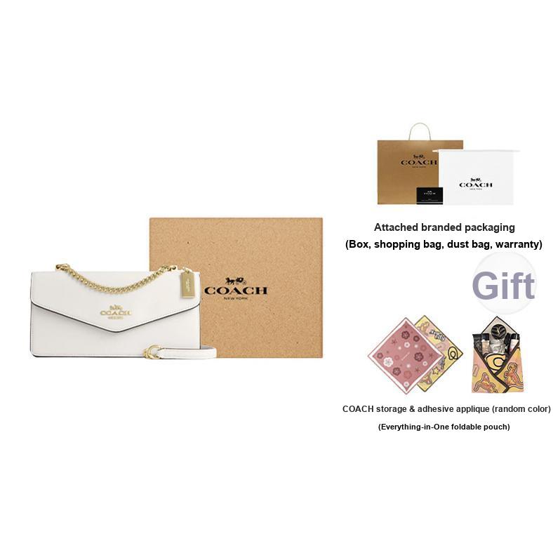 Coach Klare 26 Brand Micro Logo Chain Shoulder Strap Leather Envelope Bag Women Shoulder Bag Chalk-White CBI98-IMCHK