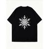 White T-Shirt With Snowflake Print For Winter Casual Wear