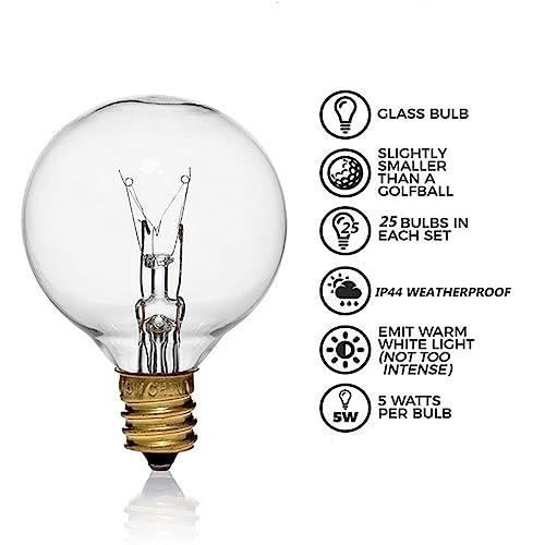 Weskjer Ampoules De Remplacement G40, 25 PCS E12 Ampoules En Verre Ampoules Globe G40 7W Globe Ampoule Extérieure Résistance À Lea