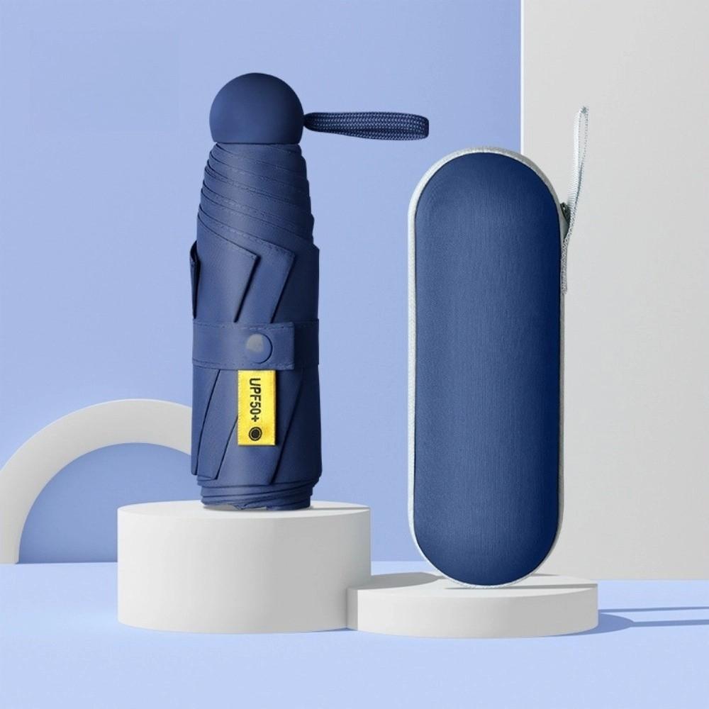 New Mini Capsule Folding Umbrella UPF50+ with Box Pocket Parasol Dual Use Protection UV Sunshade Sun Rain Umbrella for Outdoor