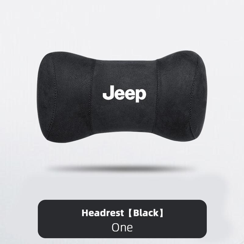 Car Suede Headrest Auto Logo Seat Neck Pillow Head Support For Jeep Grand Cherokee Wrangler JK Gladiator Compass Renegade Recon