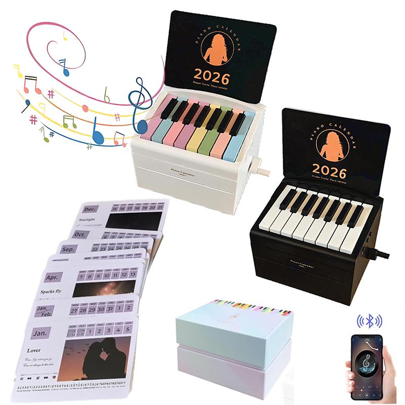Interactive 2026 Desk Calendar, Swift Compact Piano with 52 Music Sheets, Miniature Playable Piano