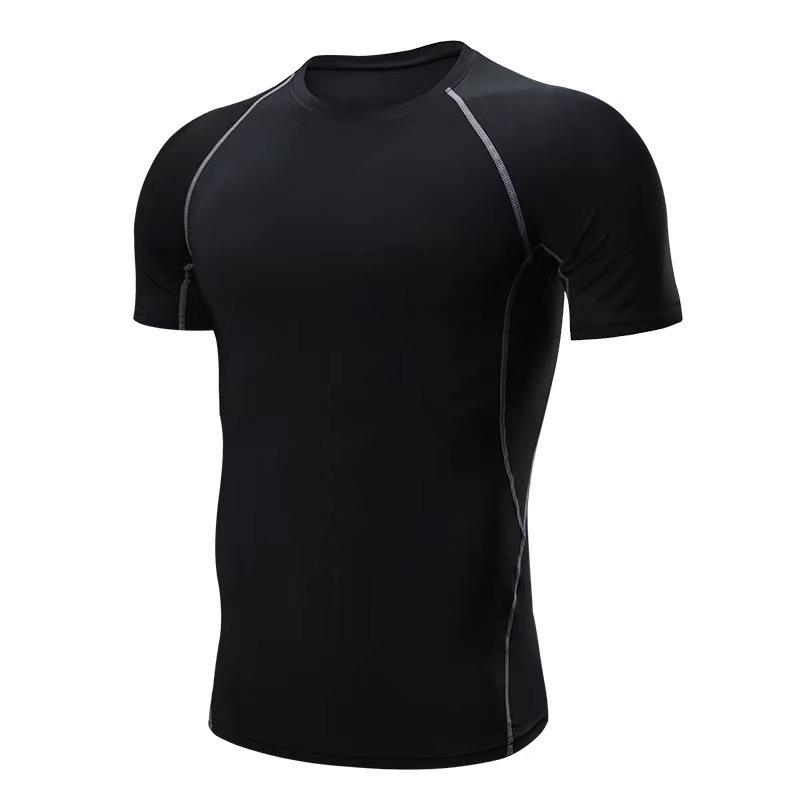 2 Balení Pánská Kompresní Trička Dlouhý Krátký Rukáv Rash Guard Cvičební Top, Černá