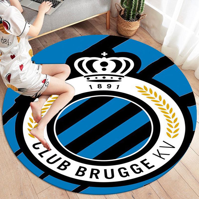 Club Brugge KV Round Area Rug,Carpet Rug for Living Room Bedroom Sofa Playroom Decor,Non-slip Floor Mat